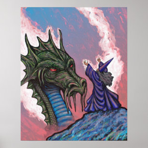 Assistent für grüne Drachen Poster