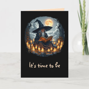 Assistent zum Lesen eines Buches - Wicca Halloween Karte