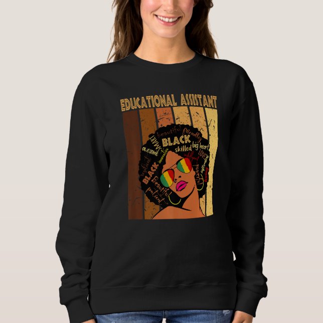Assistentin Afro African Women Black Sweatshirt (Vorderseite)