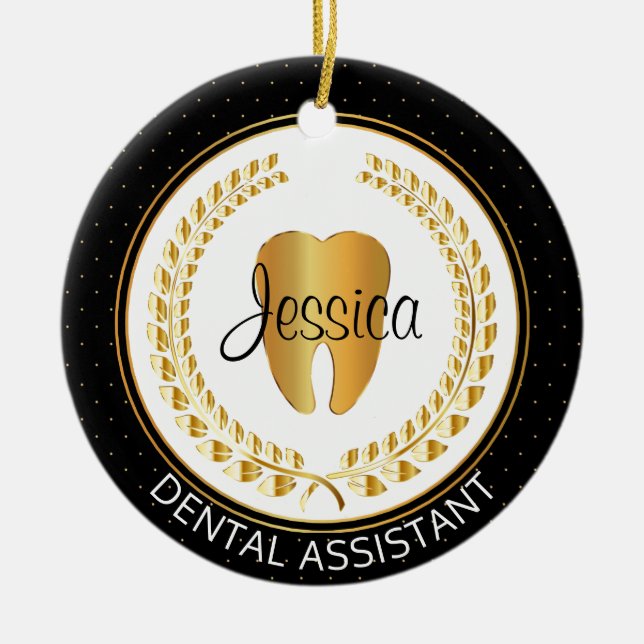 🦷 Assistentin, Hygienist, Student Keramik Ornament (Vorne)