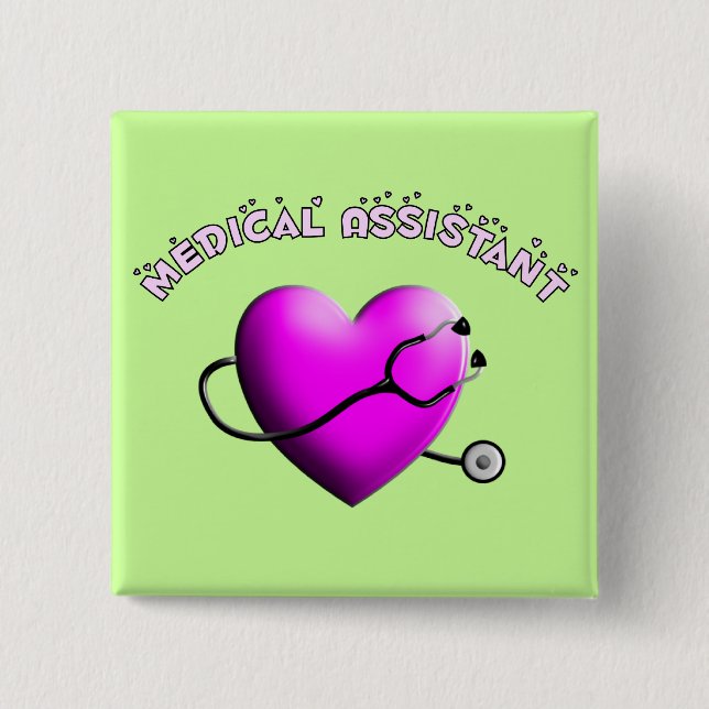 Assistenzarzt ROSA-HERZ Entwurfs-Geschenke Button (Vorderseite)