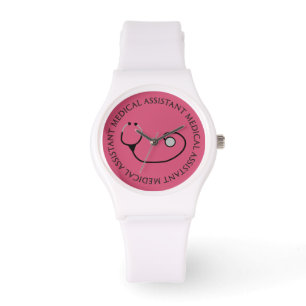 Assistenzarzt-Uhr-Stethoskop-Rosa Armbanduhr