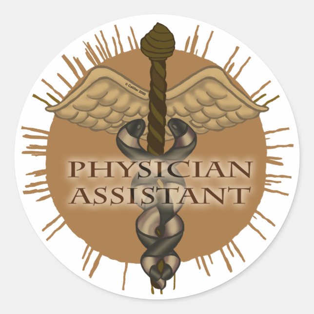 Assistenzärztin Caduceus Runder Aufkleber (Vorderseite)