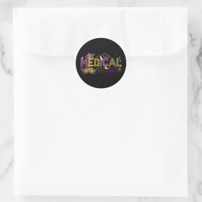 Assistenzärztin - Mardi Gras Runder Aufkleber (Tasche)