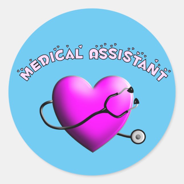 Assistenzärztin PINK HEART Runder Aufkleber (Vorderseite)