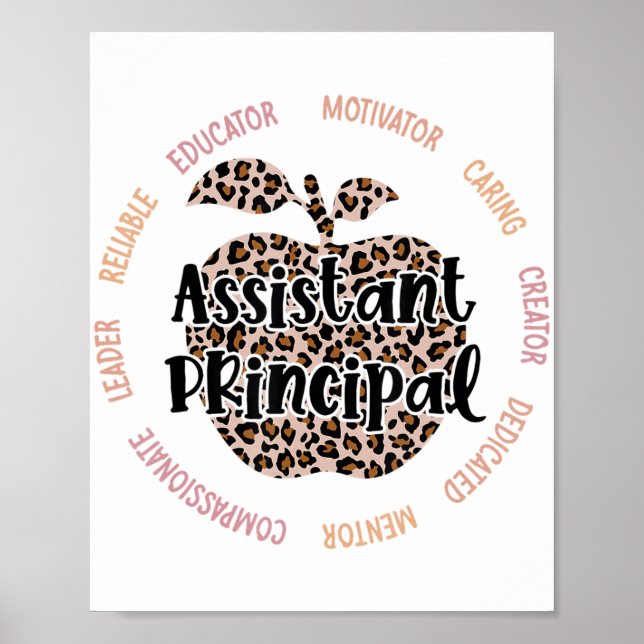 Assistenzkraft Leopard Apple Job Title School Poster (Vorne)