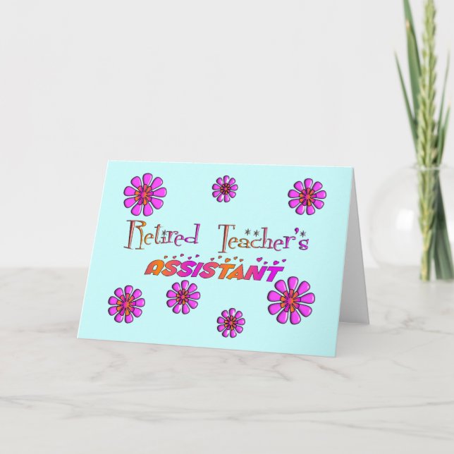 AssistenzlehrerIn Retro-Blume Karte (Vorderseite)