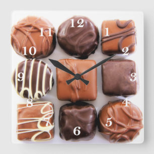 Assorted Chocolates Wall Clock Quadratische Wanduhr