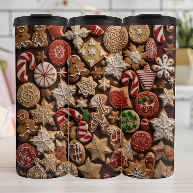 Assorted Christmas Cookies Pattern Thermosbecher (Von Creator hochgeladen)