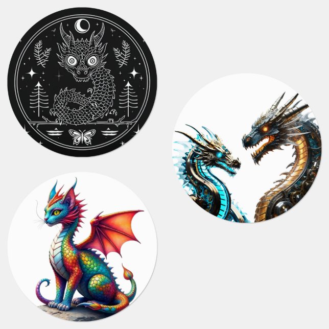 Assorted Dragon Stickers Etiketten (Gruppe)
