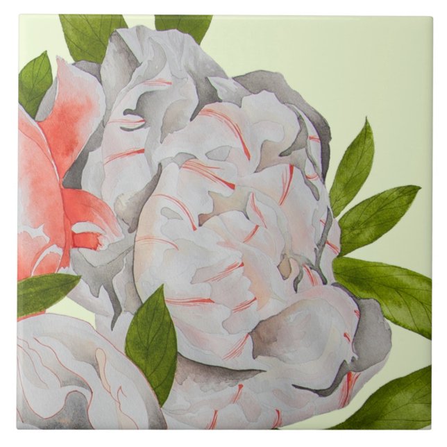 Assorted Peonies on a Ceramic Tile (D) Fliese (Vorderseite)