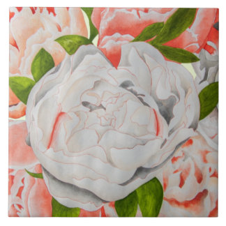 Assorted Peonies on a Ceramic Tile (E) Fliese