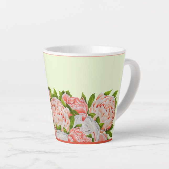 Assorted Peonies on a Small Latte Tasse (Rechte Ecke)
