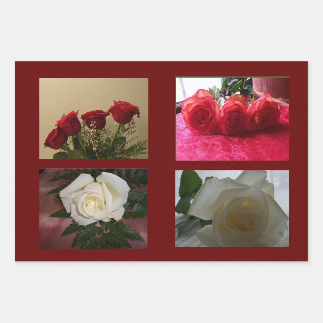 Assorted Rose Images Wrapping Paper Sheets Geschenkpapier Set (Vorderseite 2)