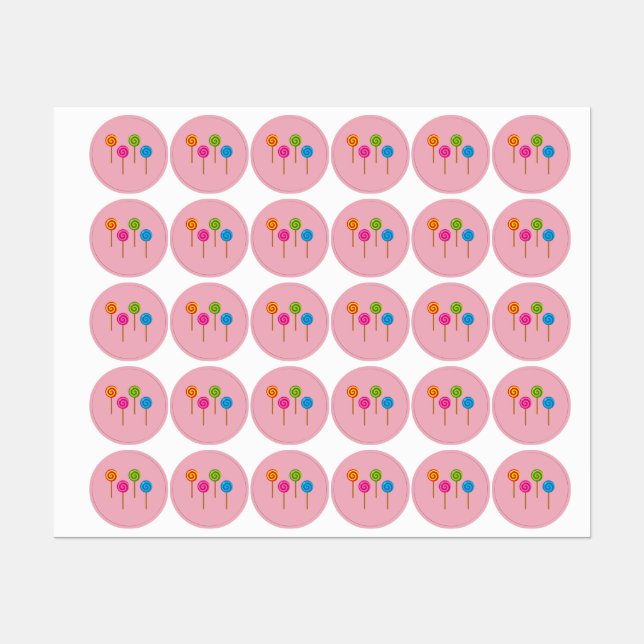 Assorted Spiral Colorful Lollipops Etiketten (Blatt)