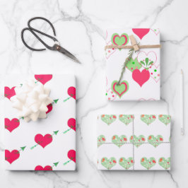 Assorted Valentine Hearts Geschenkpapier Set