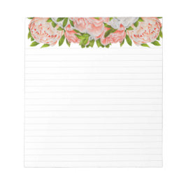 Assortierte Peonies auf einem mittleren Notepad Notizblock