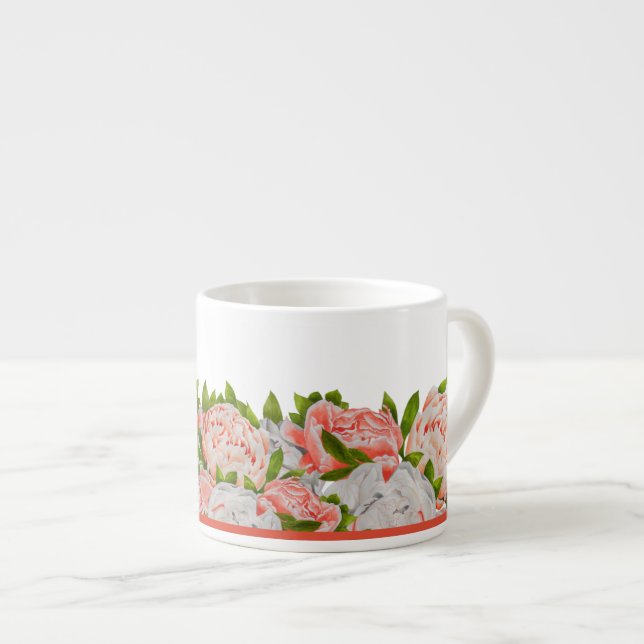 Assortierte Peonies auf einer Espresso-Tasse Espressotasse (Vorderseite Rechts)
