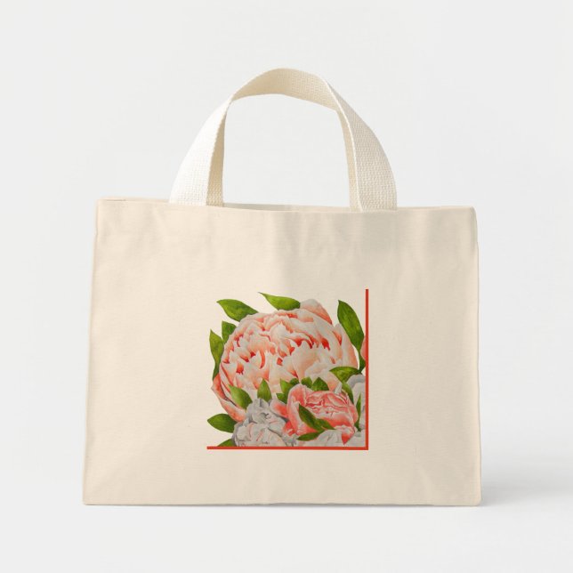 Assortierte Peonies auf einer kleinen Tasche (Vorne)