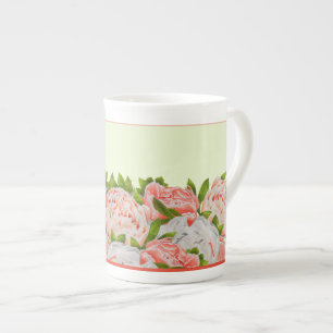 Assortierte Peonies auf einer Knochen-China-Tasse Prozellantasse