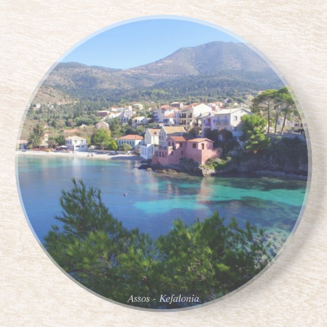 Assos - Kefalonia Sandstein Untersetzer (Vorne)