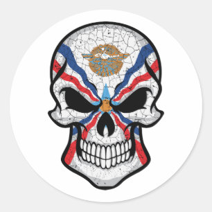 Assyria lächelnde Schädelflagge Runder Aufkleber