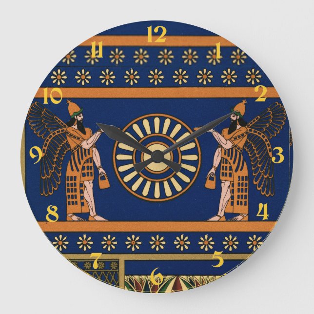 Assyrian Deity Called an Apkallu or Winged Genius Große Wanduhr (Vorderseite)