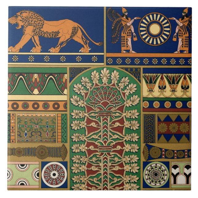 Assyrian Retro Pattern Fliese (Vorderseite)