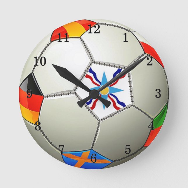 Assyrian Soccer Acrylic Wall Clock Runde Wanduhr (Vorderseite)