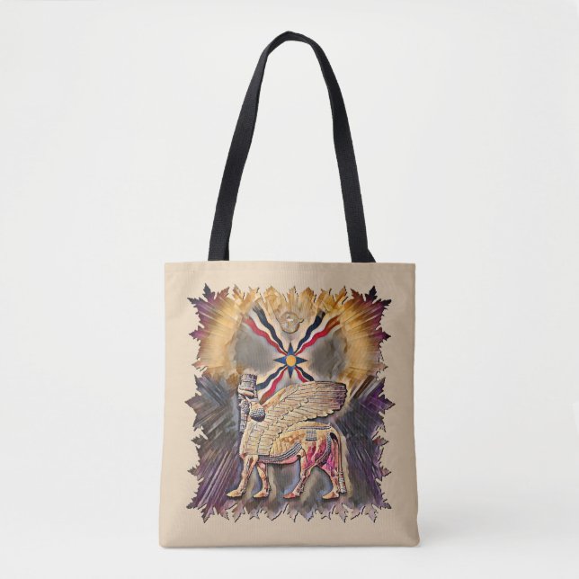 Assyrianische Flagge und Lamassu-Tote-Tasche Tasche (Vorderseite)