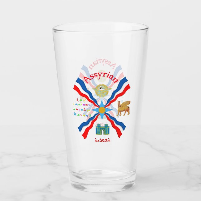 Assyrianische Nation Glass Cup Glas (Vorderseite)