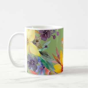 Ast Wasserfarbe nahtloses Muster. Bild auf Weiß Kaffeetasse