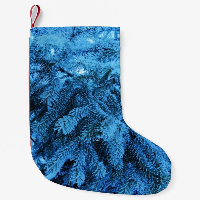 Äste mit Frostkristallen bedeckt Kleiner Weihnachtsstrumpf (Vorderseite)