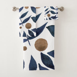 Äste und Beeren mit Aquarellfarben - Indigo und Be Badhandtuch Set