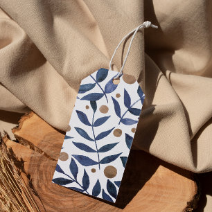 Äste und Beeren mit Aquarellfarben - Indigo und Be Geschenkanhänger