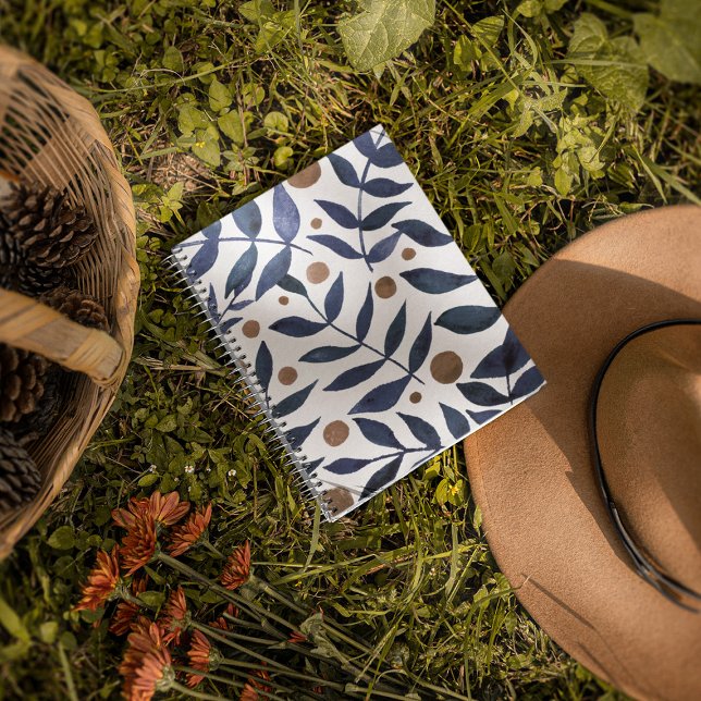 Äste und Beeren mit Aquarellfarben - Indigo und Be Notizbuch (Von Creator hochgeladen)