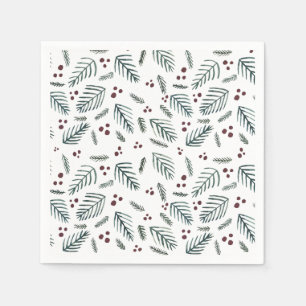 Äste und Beeren von Weihnachtsbaumen - aquamarin Serviette