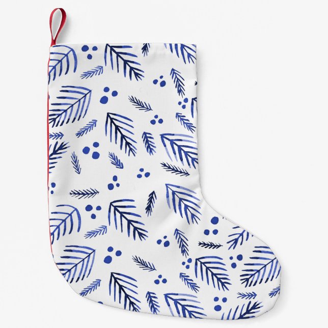 Äste und Beeren von Weihnachtsbaumen - blau Kleiner Weihnachtsstrumpf (Vorderseite)