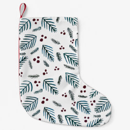 Äste und Beeren von Weihnachtsbaumen - dunkel aqua Kleiner Weihnachtsstrumpf