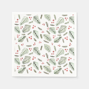 Äste und Beeren von Weihnachtsbaumen - Vintag Serviette