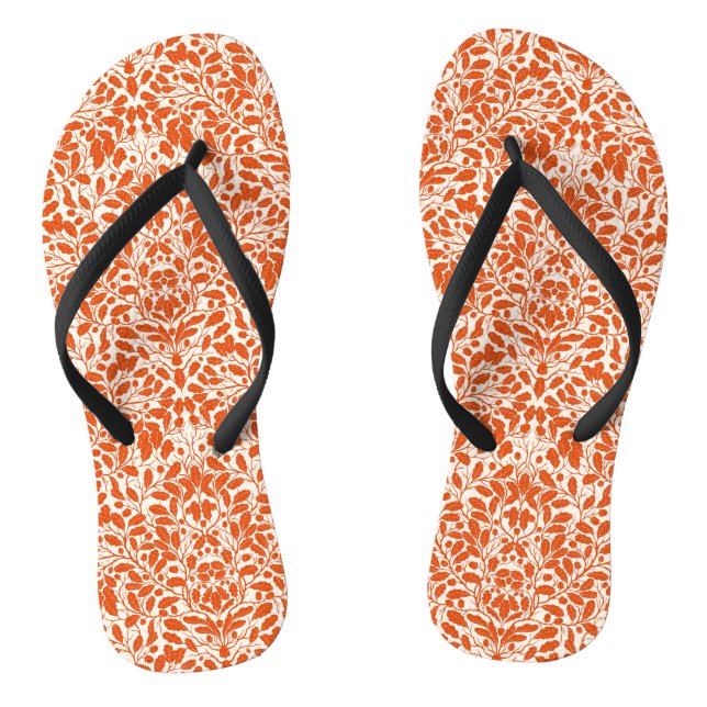 Äste und Blätter aus Eichen, Damastmuster im Dunke Flip Flops (Fußbett)