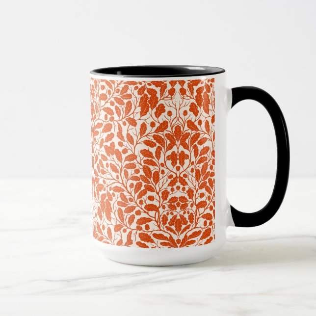 Äste und Blätter aus Eichen, Damastmuster im Dunke Tasse (Rechts)