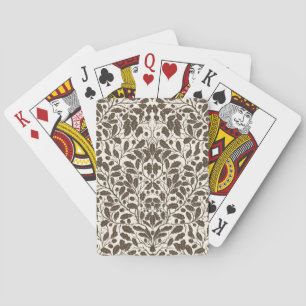 Äste und Blätter aus Eichen, Damastmuster in braun Spielkarten