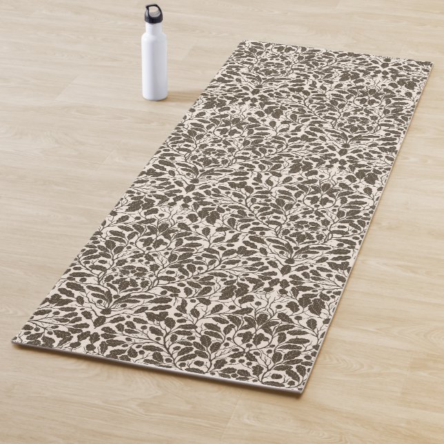 Äste und Blätter aus Eichen, Damastmuster in braun Yogamatte (Beispiel)