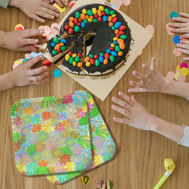 Aster & Cone Blume & tropische Blätter Aquarell Pappteller