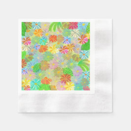Aster & Cone Blume & tropische Blätter Aquarell Serviette
