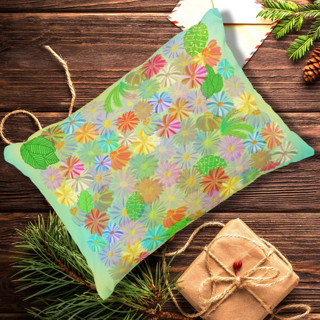 ASTER & CONE BLUME & TROPISCHE BLÄTTER WASSERFARBE DEKOKISSEN (Von Creator hochgeladen)