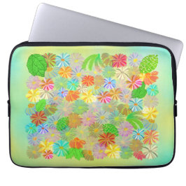 ASTER & CONE BLUME & TROPISCHE BLÄTTER WASSERFARBE LAPTOPSCHUTZHÜLLE