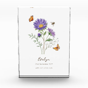 Aster Geburtsmonatsblume Fotoblock