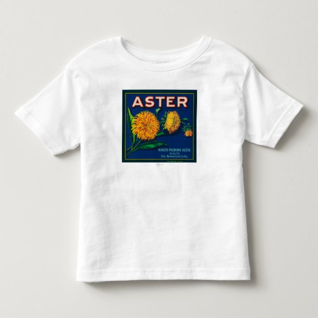 Aster-Marken-Zitrusfrucht-Kisten-Aufkleber Kleinkind T-shirt (Vorderseite)